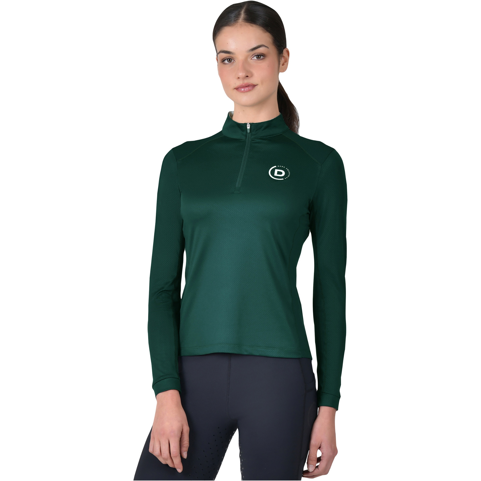 2025 Dublin Femmes à Respiration Longue Manche Équitation Top 1027709 - Dark Emerald Green